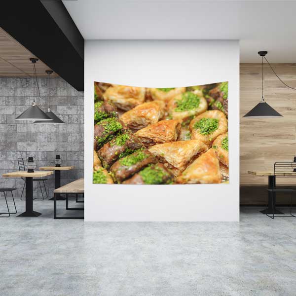 turk-tatlilari-duvar-dekor-12570-00 Baklava ve Fıstık Temalı Duvar Örtüsü 12570