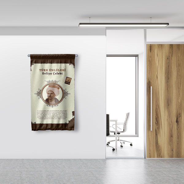 Evliya Çelebi Temalı Türk Büyükleri Flaması 8144