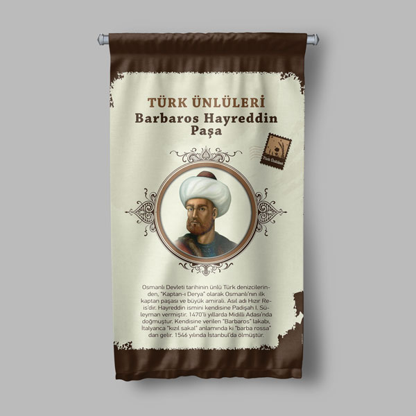 Barbaros Hayreddin Paşa Temalı Türk Büyükleri Flaması 8142