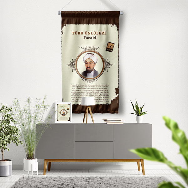 Farabi Temalı Türk Büyükleri Flaması 8145