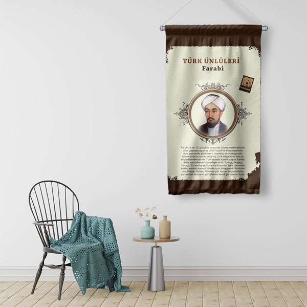 Farabi Temalı Türk Büyükleri Flaması 8145