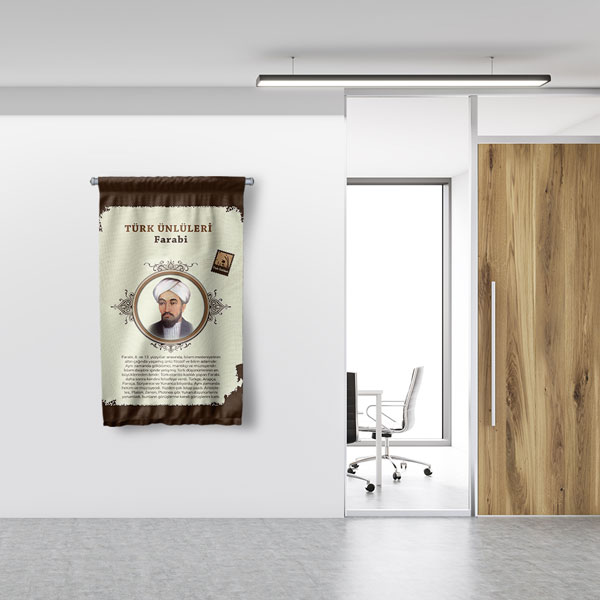 Farabi Temalı Türk Büyükleri Flaması 8145