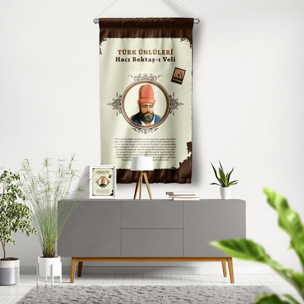 Hacı Bektaş-ı Veli Temalı Türk Büyükleri Flaması 8150