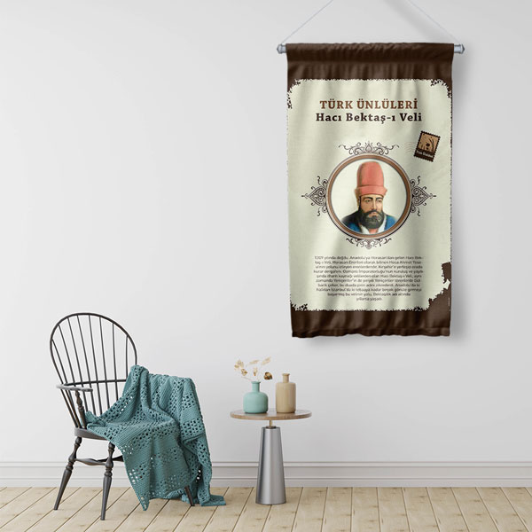 Hacı Bektaş-ı Veli Temalı Türk Büyükleri Flaması 8150