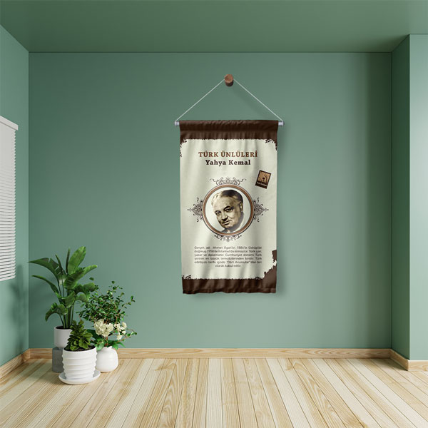 turk-unluleri-duvar-sanati-8170-02 Yahya Kemal Beyatlı Duvar Flaması 8170