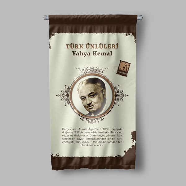 turk-unluleri-duvar-sanati-8170-04 Yahya Kemal Beyatlı Duvar Flaması 8170