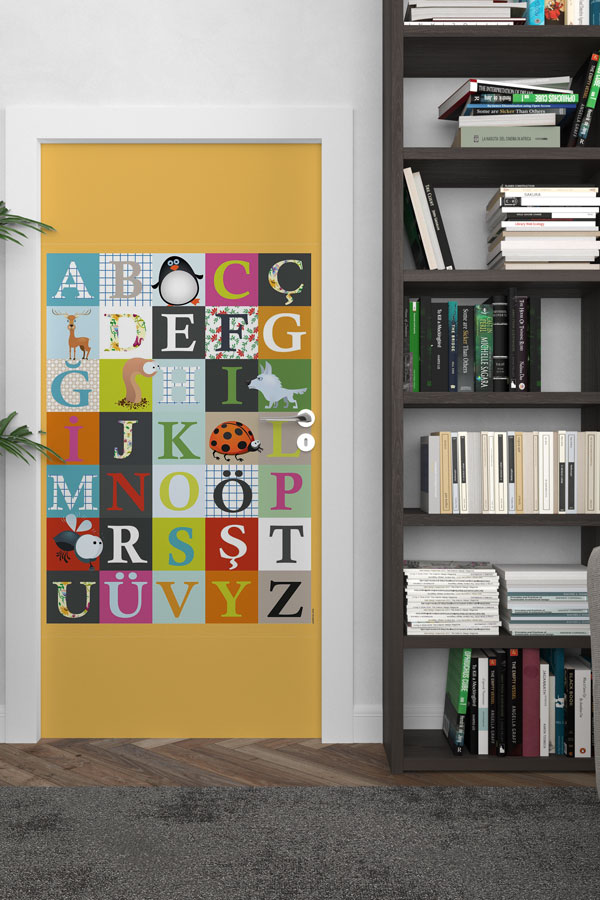 Türkçe Alfabe Kapı Giydirme - Eğitici ve Dekoratif Çocuk Odası Tasarımı 8654