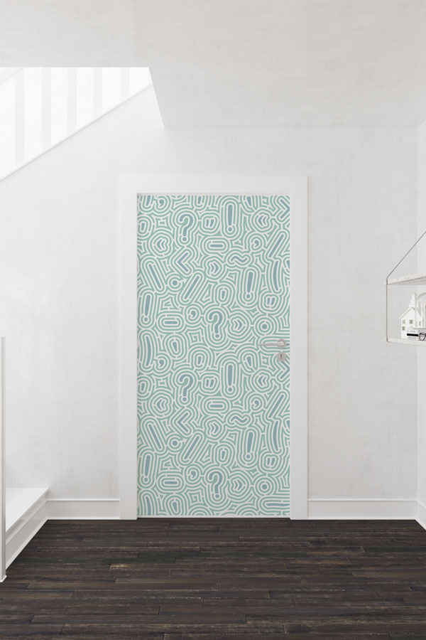 Soru ve Ünlem İşaretli Kapı Giydirme - Eğlenceli Desenli Dekoratif Baskı 8669