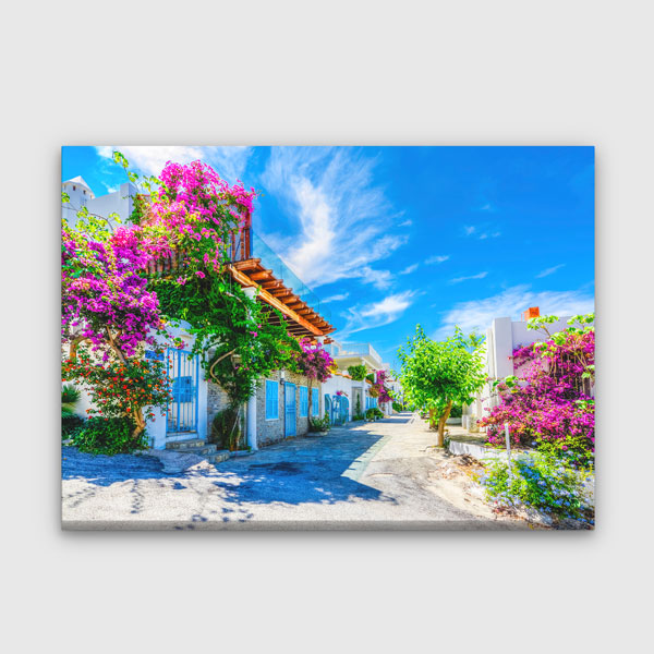turkey-canvas-decoration-12004-0 Çiçeklerle Süslenmiş Sokak Manzaralı Duvar Tablosu Kanvas Tablo 12004