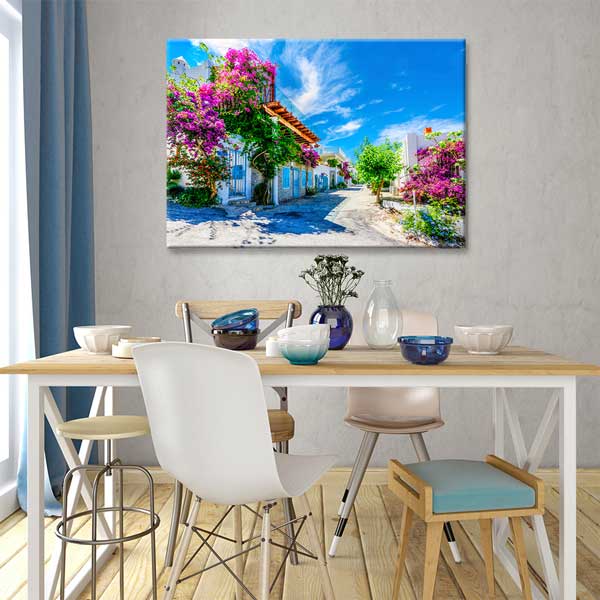 turkey-canvas-decoration-12004-02 Çiçeklerle Süslenmiş Sokak Manzaralı Duvar Tablosu Kanvas Tablo 12004