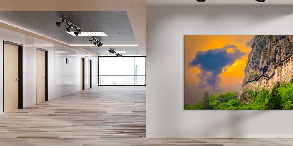 Kayalıklara Oyulmuş Tarihi Manastır ve Yeşil Vadi Panorama Büyük Ebatlı Duvar Dekoru 11953