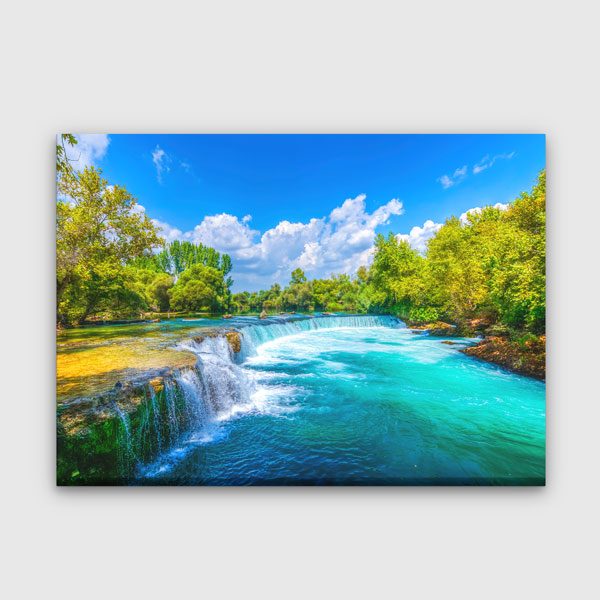 Turkuaz Akarsu ve Şelale Manzaralı Duvar Tablosu Kanvas Tablo 11999