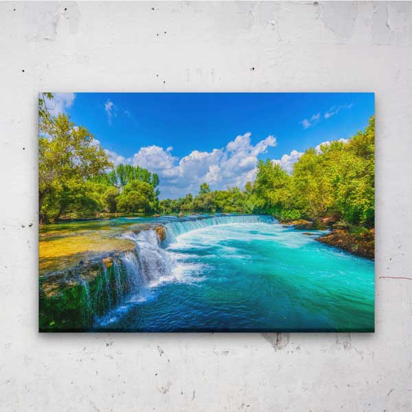 Turkuaz Akarsu ve Şelale Manzaralı Duvar Tablosu Kanvas Tablo 11999