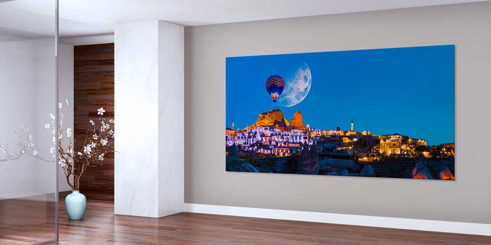 turkey-landscape-wall-decor-11937-01 Kapadokya Ay Işığı ve Balon Gece Manzarası Büyük Ebat Duvar Dekor Ürünü 11937