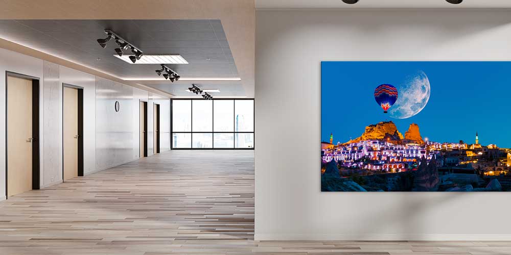 turkey-landscape-wall-decor-11937-02 Kapadokya Ay Işığı ve Balon Gece Manzarası Büyük Ebat Duvar Dekor Ürünü 11937