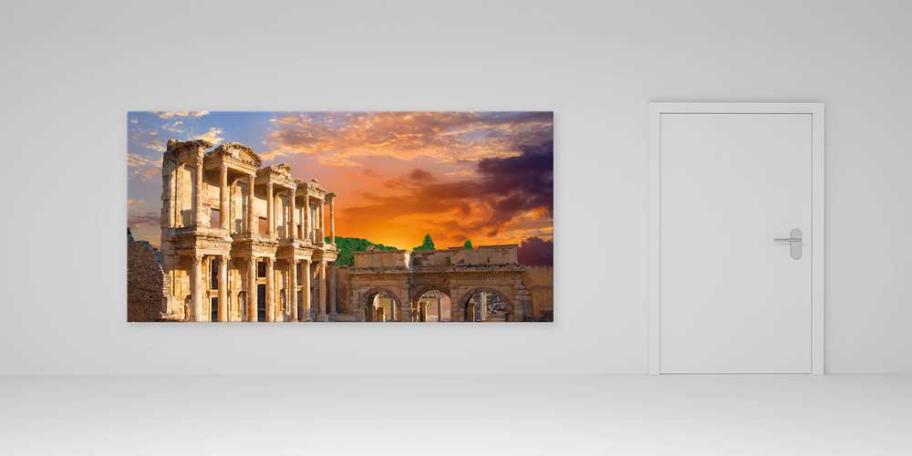 Gün Batımında Antik Taş Yapılar Manzaralı Büyük Ebat Duvar Dekor Ürünü 11908