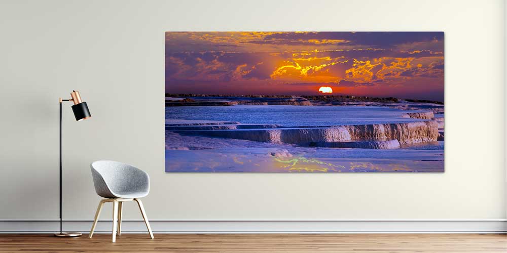 Katmanlı Doğal Oluşumlar ve Gün Batımı Manzaralı Büyük Ebat Duvar Dekor Ürünü 11887