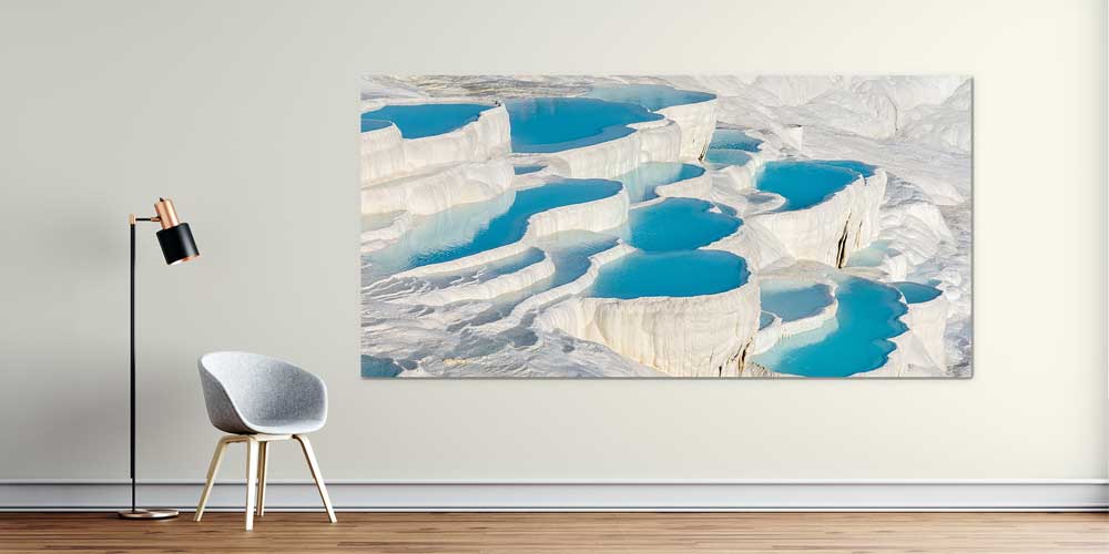 Teraslı Doğal Oluşumlar ve Turkuaz Su Manzaralı Büyük Ebat Duvar Dekor Ürünü 11904