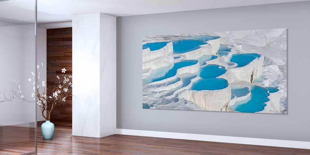 Teraslı Doğal Oluşumlar ve Turkuaz Su Manzaralı Büyük Ebat Duvar Dekor Ürünü 11904