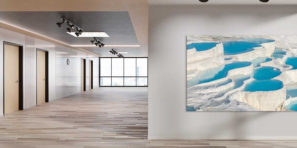 Teraslı Doğal Oluşumlar ve Turkuaz Su Manzaralı Büyük Ebat Duvar Dekor Ürünü 11904