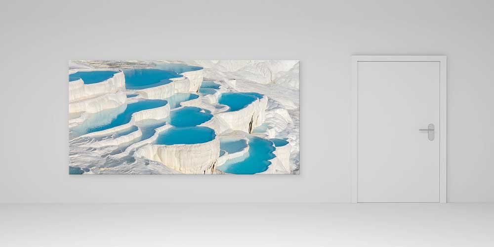 Teraslı Doğal Oluşumlar ve Turkuaz Su Manzaralı Büyük Ebat Duvar Dekor Ürünü 11904