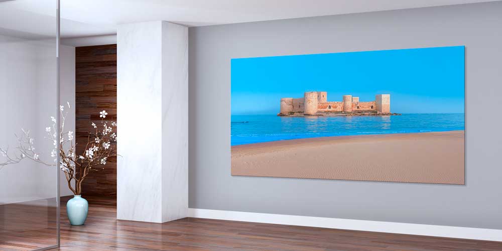 Deniz Üzerinde Tarihi Kale ve Kumsal Manzaralı Büyük Ebat Duvar Dekor Ürünü 11906