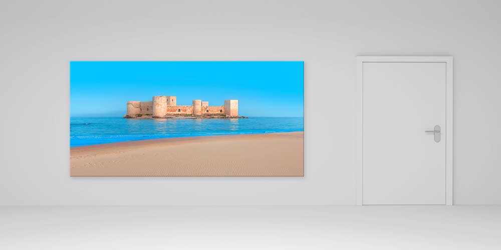 Deniz Üzerinde Tarihi Kale ve Kumsal Manzaralı Büyük Ebat Duvar Dekor Ürünü 11906