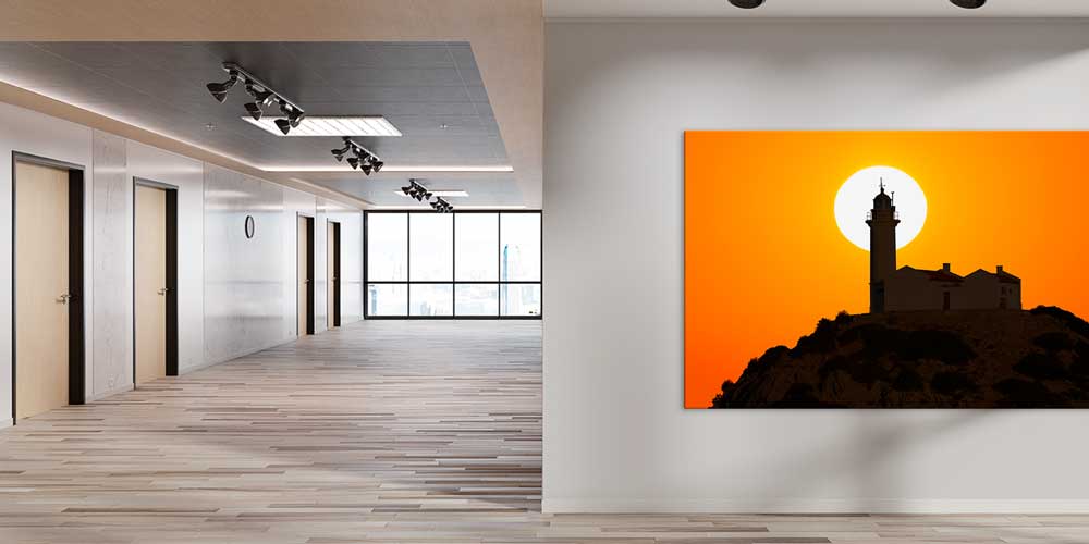 Gün Batımında Deniz Feneri Siluetli Büyük Ebat Duvar Dekor Ürünü 11907