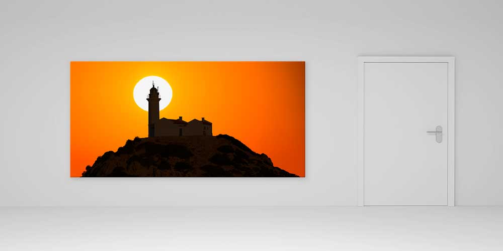 Gün Batımında Deniz Feneri Siluetli Büyük Ebat Duvar Dekor Ürünü 11907
