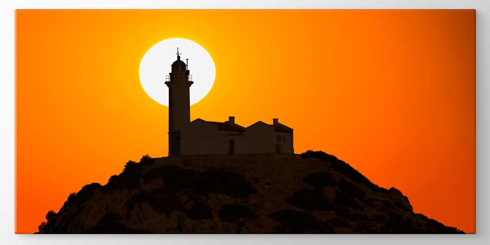 Gün Batımında Deniz Feneri Siluetli Büyük Ebat Duvar Dekor Ürünü 11907