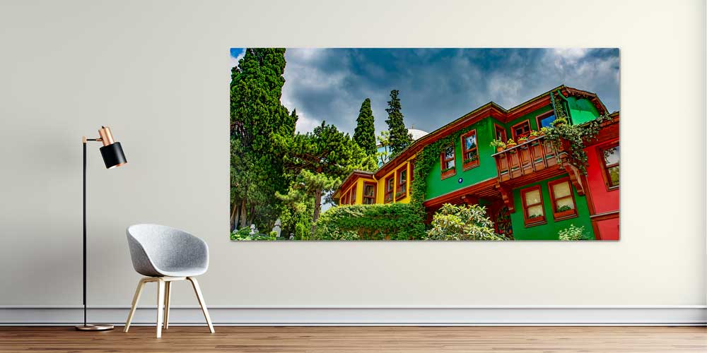 turkey-wall-art-decor-11913-00 Renkli Tarihi İstanbul Evleri Manzaralı Büyük Ebatlı Duvar Dekoru 11913