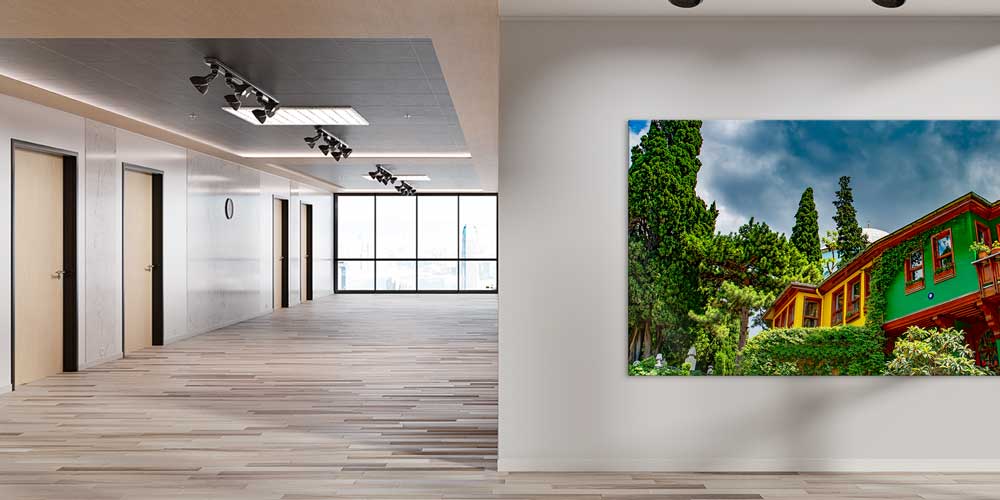 Renkli Tarihi İstanbul Evleri Manzaralı Büyük Ebatlı Duvar Dekoru 11913