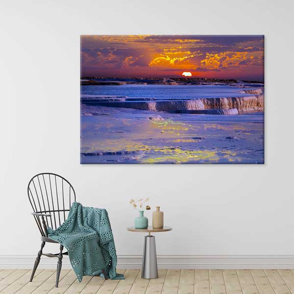 turkey-wall-art-decor-12027-04 Gün Batımında Traverten Teraslar Kanvas Tablo 12027