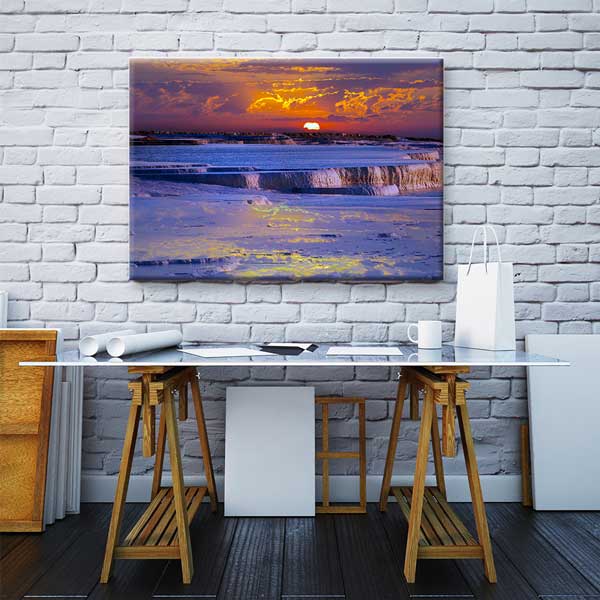 turkey-wall-art-decor-12027-05 Gün Batımında Traverten Teraslar Kanvas Tablo 12027