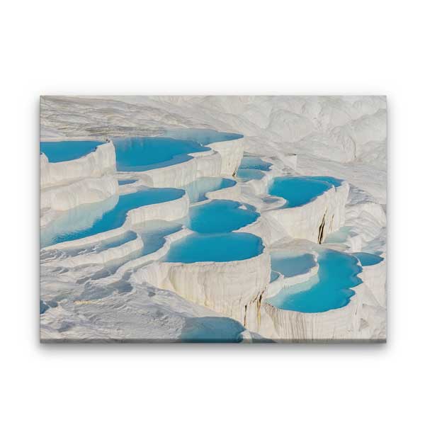 Beyaz Traverten Teraslar ve Turkuaz Havuzlar Kanvas Tablo 12028