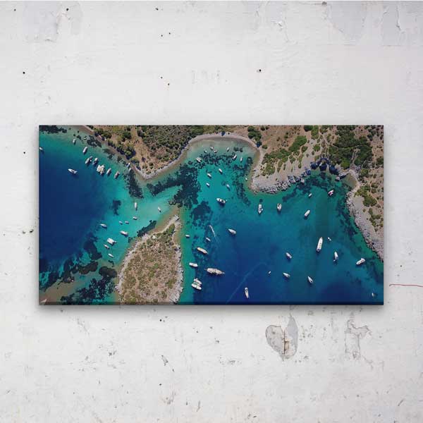 turkey-wall-art-decor-12050-00 Turkuaz Koylar ve Demirli Tekneler Manzarası Kanvas Tablo 12050