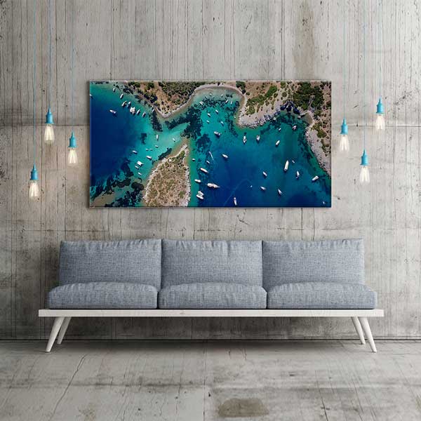 turkey-wall-art-decor-12050-01 Turkuaz Koylar ve Demirli Tekneler Manzarası Kanvas Tablo 12050