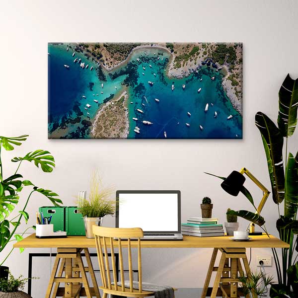 turkey-wall-art-decor-12050-03 Turkuaz Koylar ve Demirli Tekneler Manzarası Kanvas Tablo 12050