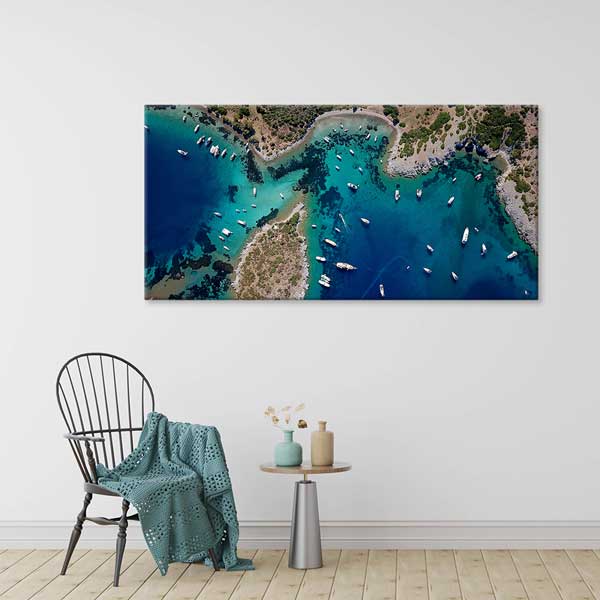 turkey-wall-art-decor-12050-04 Turkuaz Koylar ve Demirli Tekneler Manzarası Kanvas Tablo 12050