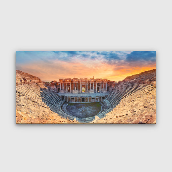 Antik Tiyatro ve Gün Batımı Manzarası Kanvas Tablo 12052