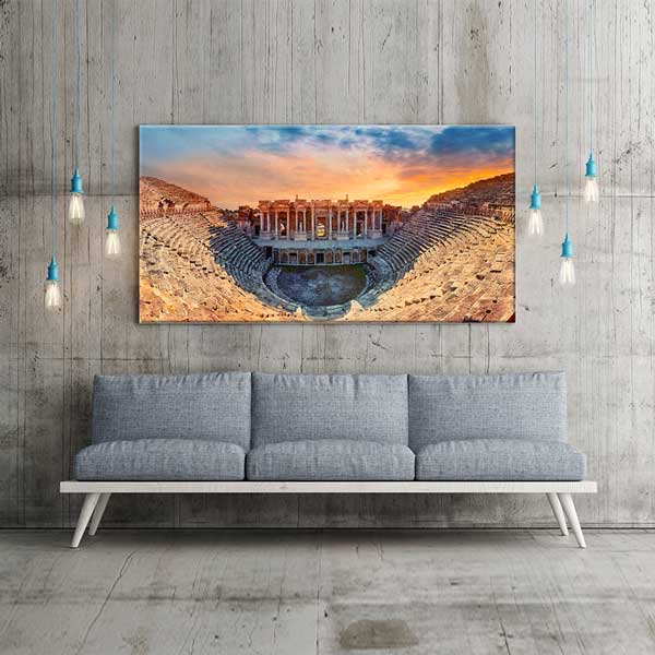 Antik Tiyatro ve Gün Batımı Manzarası Kanvas Tablo 12052