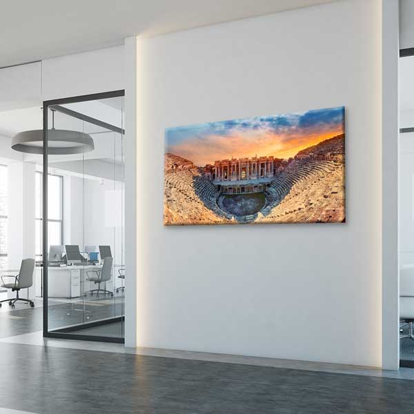 Antik Tiyatro ve Gün Batımı Manzarası Kanvas Tablo 12052