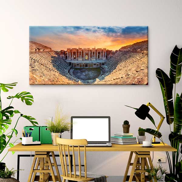 Antik Tiyatro ve Gün Batımı Manzarası Kanvas Tablo 12052