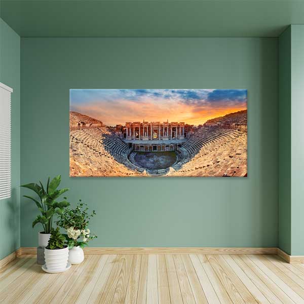 Antik Tiyatro ve Gün Batımı Manzarası Kanvas Tablo 12052