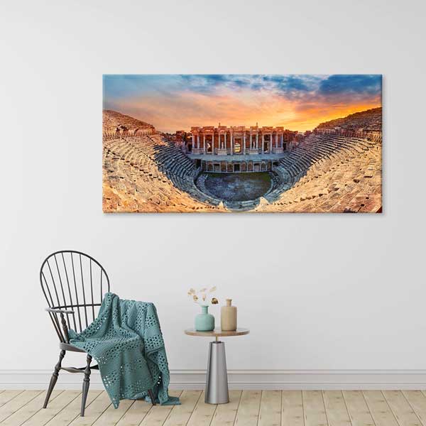 Antik Tiyatro ve Gün Batımı Manzarası Kanvas Tablo 12052