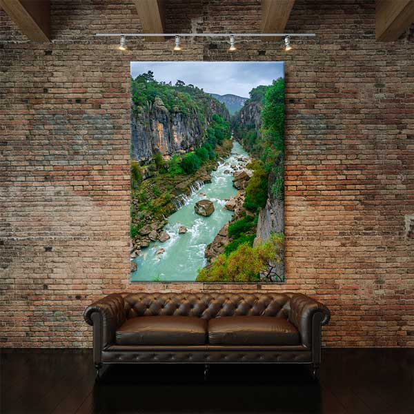 Doğal Kanyon ve Akarsu Manzarası Kanvas Tablo 12058