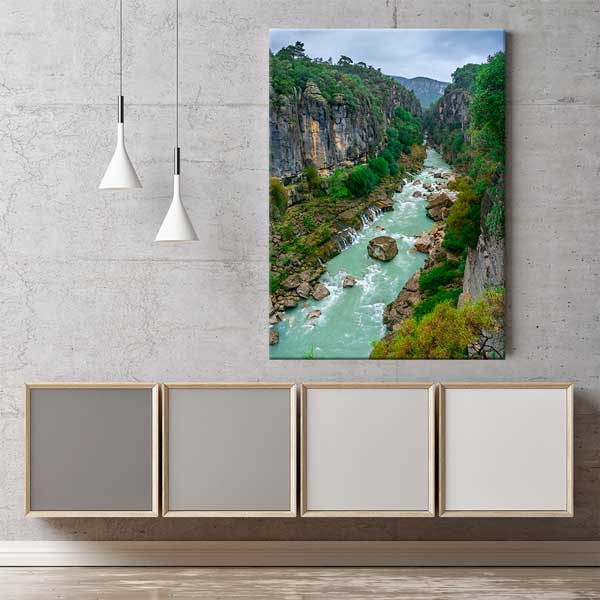 Doğal Kanyon ve Akarsu Manzarası Kanvas Tablo 12058
