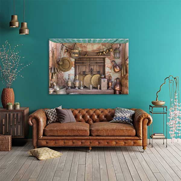 Geleneksel Türk Bakır İşlemeciliği Temalı Otantik Duvar Tablosu Kanvas Tablo 12147