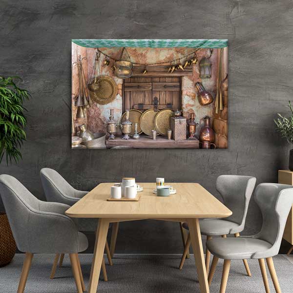 Geleneksel Türk Bakır İşlemeciliği Temalı Otantik Duvar Tablosu Kanvas Tablo 12147