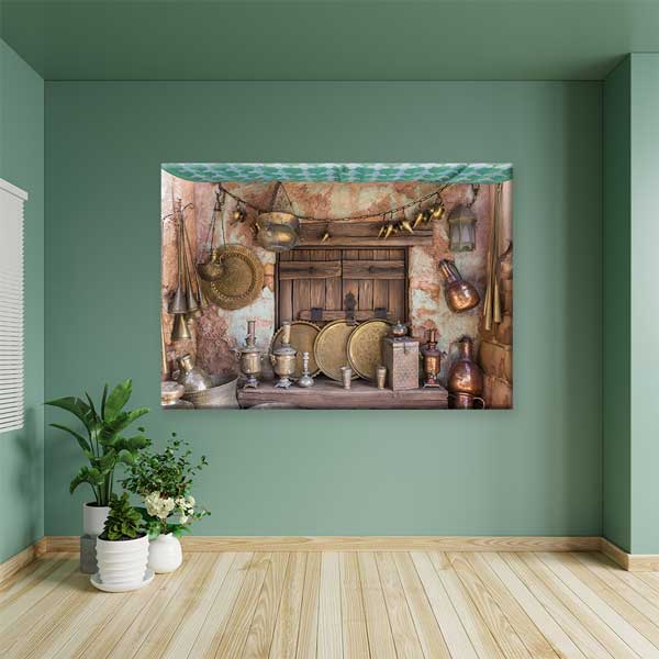 Geleneksel Türk Bakır İşlemeciliği Temalı Otantik Duvar Tablosu Kanvas Tablo 12147